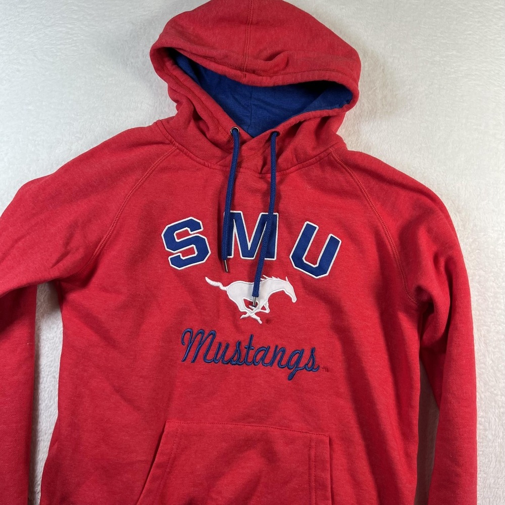 SMU Mustangs Hoodie Womens Small Red NCAA Football Colosseum Pullover Sweatshirt